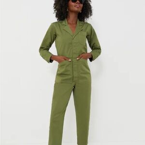 Alex Mill, small, green jumpsuit, button up, ankle length.